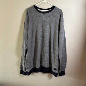 RVCA Mens XXL Striped Crewneck Sweatshirt Navy Grey Cotton Pullover Regular Fit
